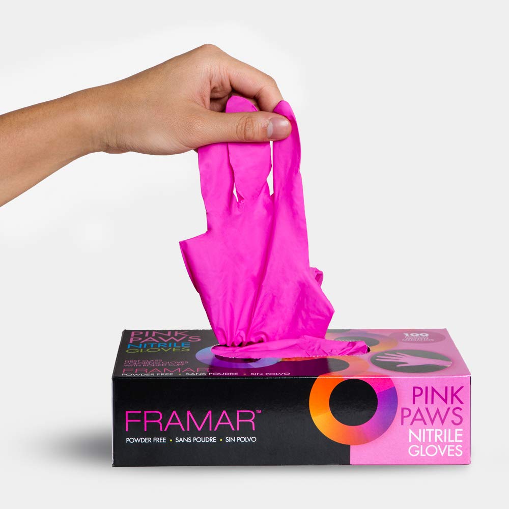 FRAMAR Pink Gloves Disposable Latex Free – Pink Nitrile Gloves Medium, Latex Free Glove Medium, Guantes De Nitrilo, For Hair Dye, Salon, Cleaning, Tattoo, Food Prep, Powder Free – 100 Pack - Image 8
